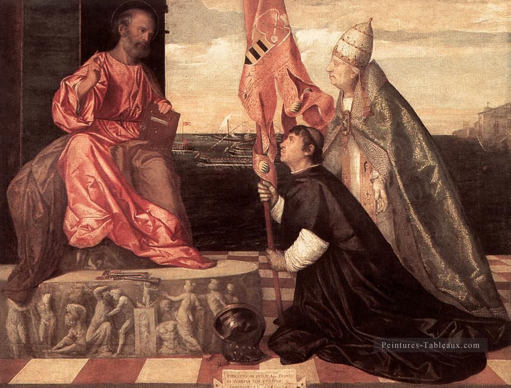 Tintoretto Pape Alexandre IV présentant Jacopo Pesaro à St Peter Tiziano Titian Peintures à l'huile